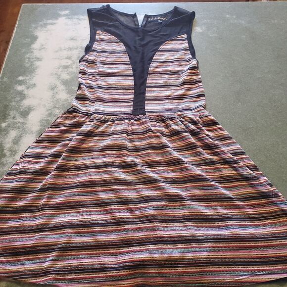 For Love and lemons lulu striped multi color mesh mini party dress sz large - Picture 3 of 6